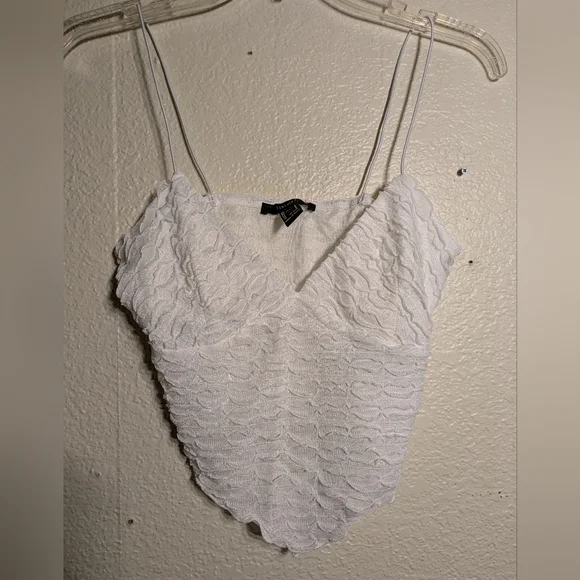 Forever 21 Elegant White Textured Women's Top Size Small - Picture 2 of 10